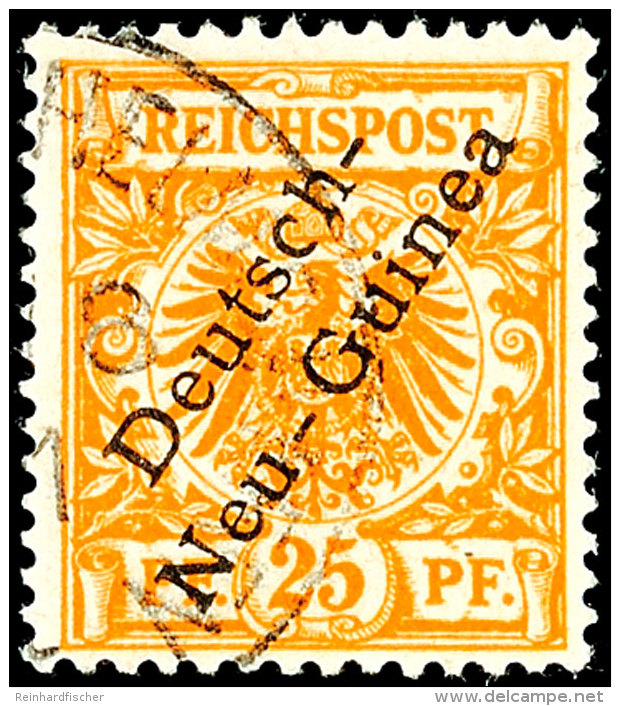 25 Pf. Gelblichorange Mit Aufdruckfehler XII Tadellos Gestempelt, Fotokurzbefund Jäschke-Lantelme BPP, Mi.... - Nueva Guinea Alemana