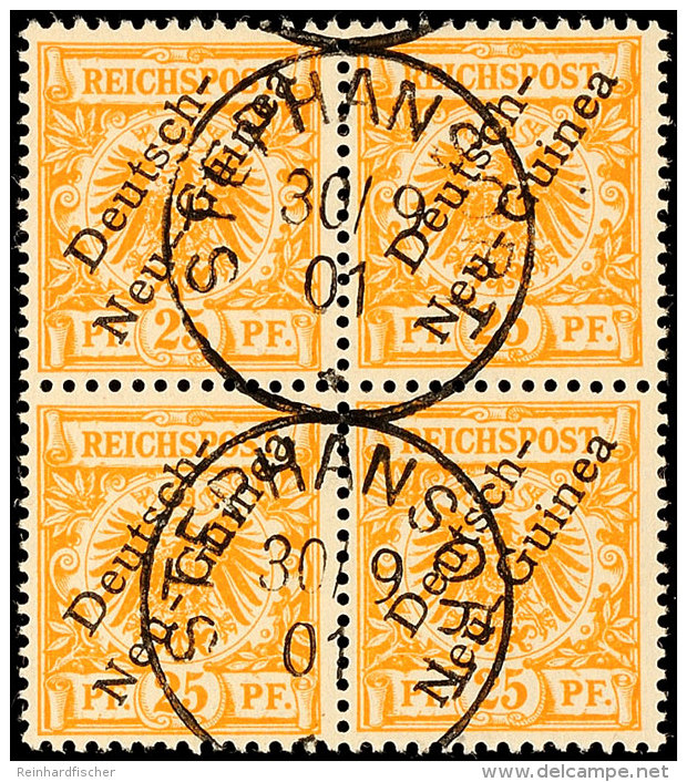 25 Pf. O Viererblock Gepr. Jäschke-L. BPP, Mi. 260.-, Katalog: 5a(4) O25 Pf. O... - Nueva Guinea Alemana