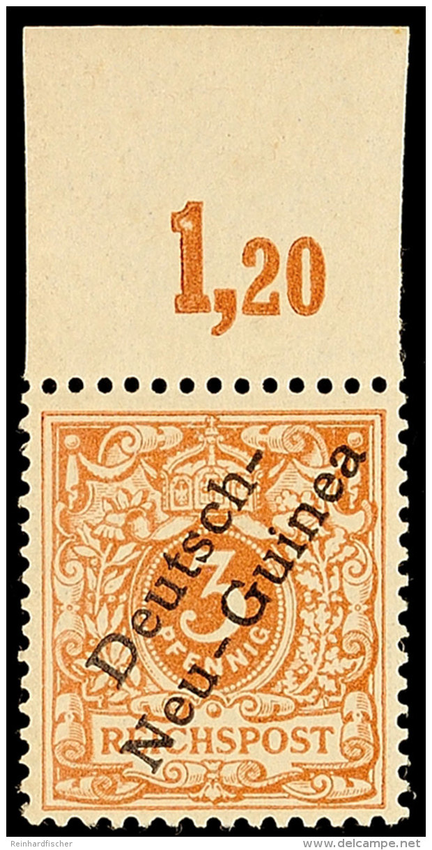 3 Pf. Hellockerbraun Tadellos Postfrisch, Tiefst Gepr. Dr. Lantelme BPP, Mi. 120,-, Katalog: 1b **3 Pf. Pale... - Nouvelle-Guinée