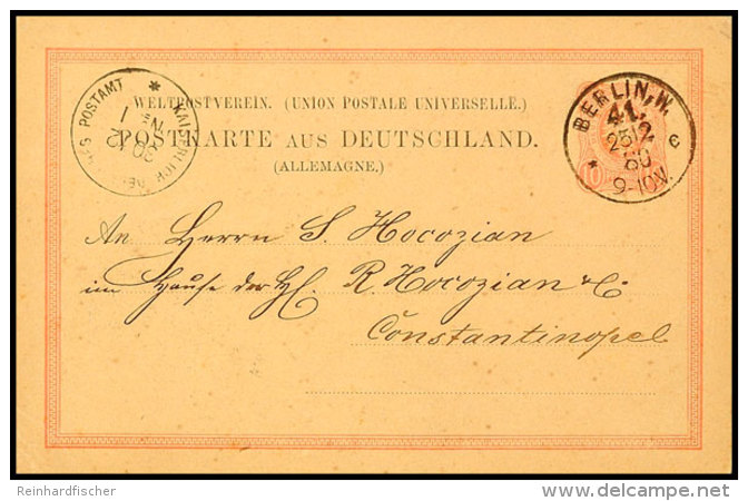 KAISERLICH DEUTSCHES POSTAMT No. 1/ 30.2 (1880) Als Ank.-Stempel Auf D.R. Ganzsachenkarte Von Berlin ,... - Turquia (oficinas)