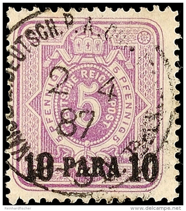 CONSTANTINOPEL KDPA 2 4 87,  Arge Type 3, Klar Auf 10 Para Auf 5 Pf. Violettpurpur, Wiederverwendung In THERAPIA,... - Turquia (oficinas)