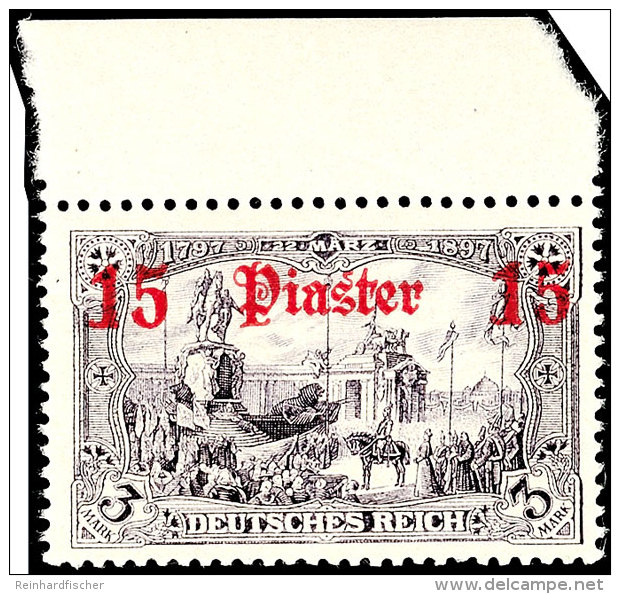 15 Piaster Auf 3 Mark Tadellos Postfrisch, Tiefst Gepr. Hollmann BPP, Mi. 220,-, Katalog: 34b **15 Piastre On 3... - Turquie (bureaux)