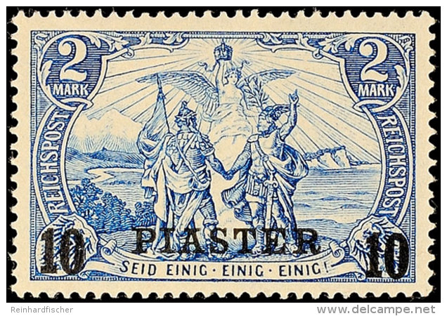 10 Piaster Fetter Aufdruck Auf 2 Mark Tadellos Ungebraucht, Mi. 200.-, Katalog: 21II/I *10 Piastre Bold Face... - Turquie (bureaux)