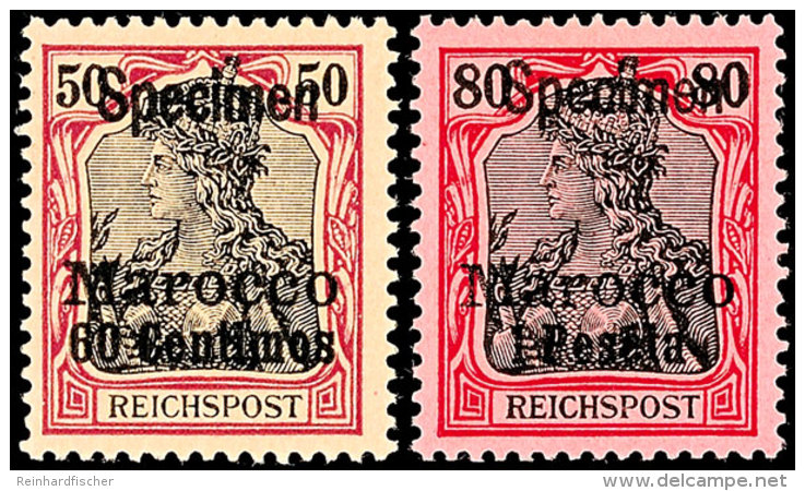 3 C. Bis 1 Pes. Reichspost, 8 Werte, Je Mit Aufdruck "Specimen", Ungebraucht (Erstfalzspur), Mi. 1440,-, Katalog:... - Marruecos (oficinas)