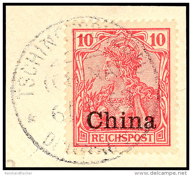 TSCHINGTSCHOUFU (CHINA) 6.1.03, Klar Und Komplett Auf Pracht-Briefstück Mit 10 Pfg.... - Chine (bureaux)