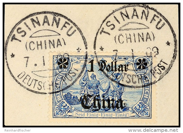 1 Dollar Auf 2 Mark Auf Schönem Luxus-Briefstück Mit Zwei Mal TSINANFU 7/1 09, Mi. 28,-, Katalog: 35A... - China (oficinas)