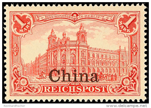 1 Mark Deutsches Reich Rot Mit Aufdruck "China", Tadellos Postfrisch, Mi. 120.-, Katalog: 24 **1 Mark German... - Chine (bureaux)