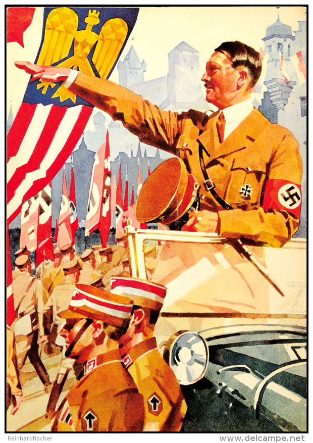 1940, Schmuckblatt-Telegramm "Adolf Hitler Bei Einer Parade" (C 187 Lx 17), Gebraucht, Pracht  BF1940,... - Otros & Sin Clasificación