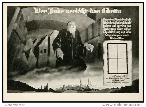 1937, "Der Jude Verläßt Das Ghetto", S/w-Propagandakarte Zur Großen Antibolschewistischen... - Otros & Sin Clasificación