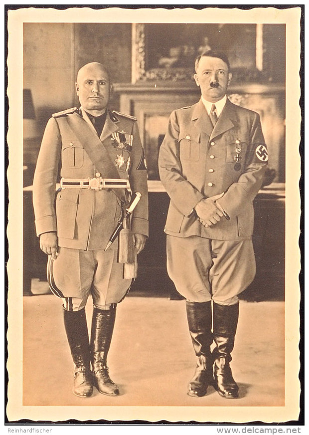 1942, Adolf Hitler Und Duce Benito Mussolini Auf S/w Fotokarte, Verlag Photo Hoffmann/München, Frankiert Mit... - Otros & Sin Clasificación