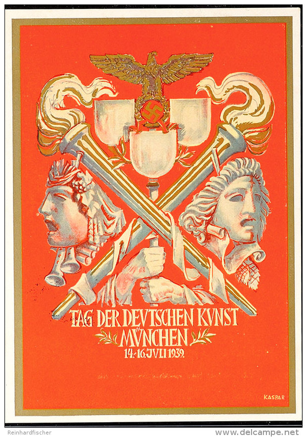 1939, Offizielle Festpostkarte Für Den Tag Der Deutschen Kunst, Rücks. MiNr. 699 BRAUNES BAND Mit SST... - Autres & Non Classés