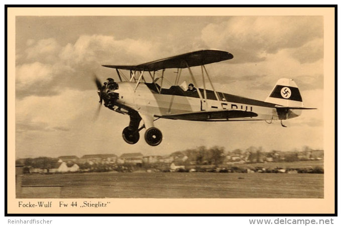 1940, Focke-Wulf FW 44 ,Stieglitz" - Schul- Und Sportflugzeug, S/w Fotokarte Vom Kunstverlag C. F.... - Autres & Non Classés