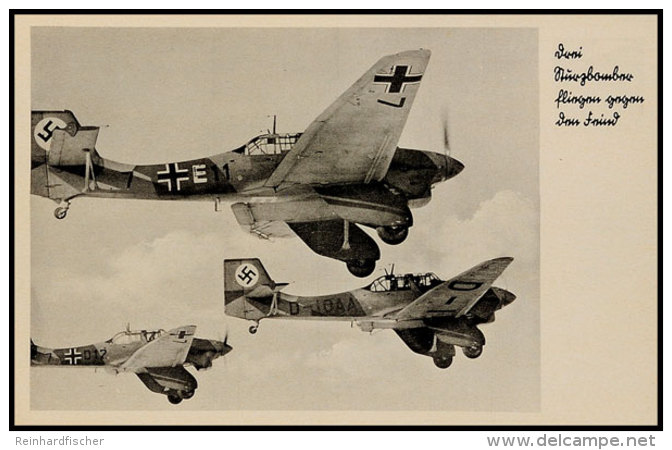 1940, (ca.), Unsere Luftwaffe, Drei Sturzkampfbomber Fliegen Gegen Den Feind, S/w Fotokarte Nr. 783,... - Autres & Non Classés