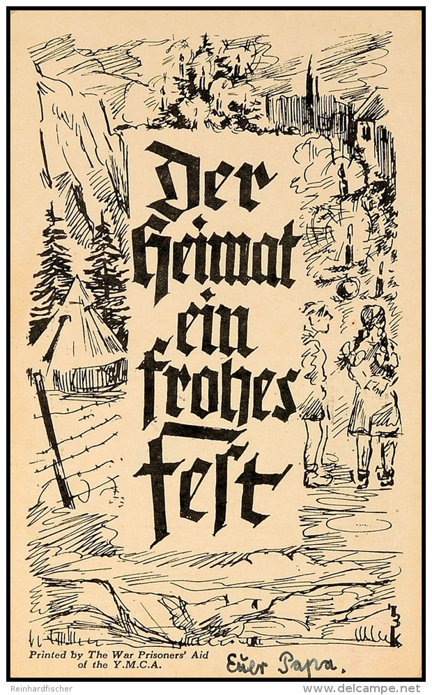 Stacheldraht-Illustration "Der Heimat Ein Frohes Fest" Als Kriegsgefangenenpost Kanada 1942, Vordruckkarte Mit... - Other & Unclassified