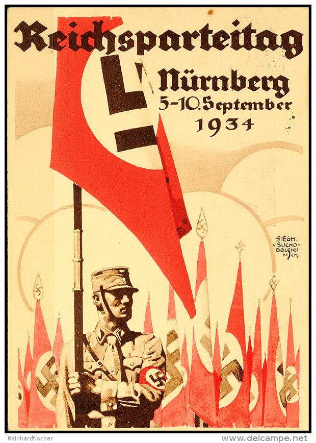 1934, Frühe Reichsparteitagskarte Mit Entsprechendem SST, Von Einem Teilnehmer, Bedarfsmäßig... - Autres & Non Classés