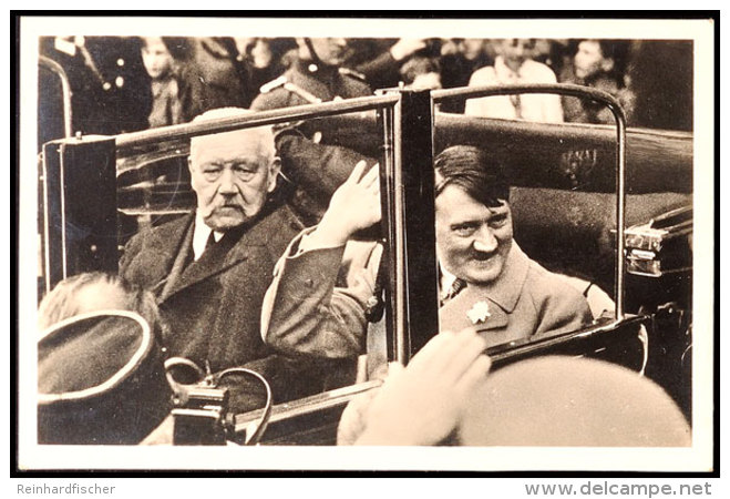 1935, Reichspräsident Von Hindenburg Und Reichskanzler A. Hitler (Zivil), Beide Im Offenen Wagen, S/w... - Otros & Sin Clasificación