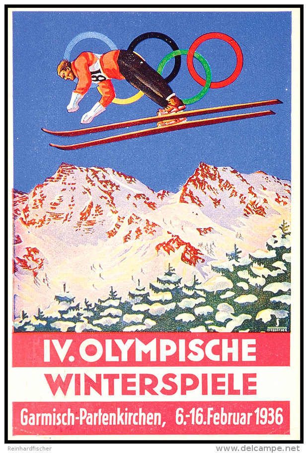 Olympische Spiele Garmisch 1936, Offizielle Colorkarte Skispringer Des Österr. Olympia-Fond  BFOlympic... - Otros & Sin Clasificación
