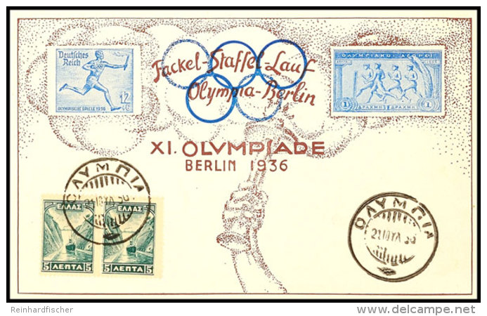 Olympische Spiele Berlin 1936, Seltene Colorkarte Fackel-Staffel-Lauf Olympia-Berlin  BFOlympic Games Berlin... - Autres & Non Classés