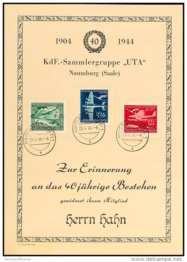 1904-1944, 40 Jahre Sammlergruppe "UTA" Naumburg (Saale), DIN A5 S/w Gedenkblatt ,Zur Erinnerung An Das 40... - Autres & Non Classés