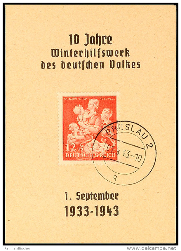 1943, 10 Jahre WHW Des Deutschen Volkes/1. September 1933-1943, Kl. Gedenkblatt Mit Pass. Mi.-Nr. 859, Tagesstpl.... - Autres & Non Classés