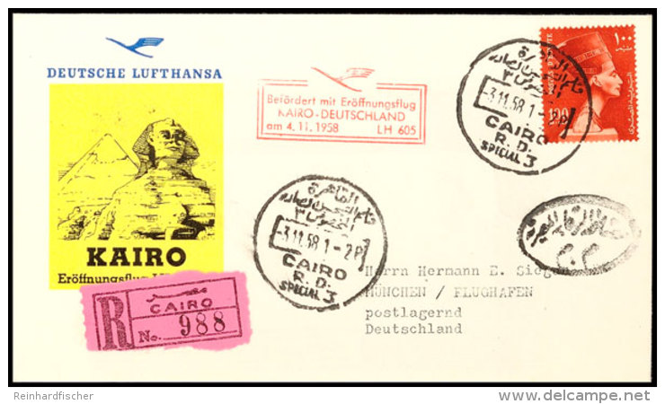 ÄGYPTEN 1958, Lufthansa Erstflug KAIRO-FRANKFURT/M., Schöner Schmuckbrief Per Einschreiben  BFEgypt... - Autres & Non Classés