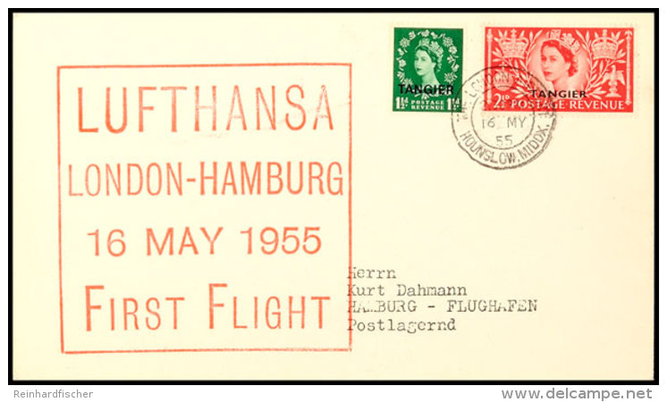 TANGER 1955, Zuleitungspost Zum Lufthansa Erstflug LONDON-HAMBURG  BFTangier 1955, Connecting Flight Mailings... - Autres & Non Classés