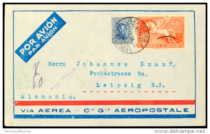 URUGUAY 1931, Luftpostbrief Mit MiNr. 357 U. 433 über Paris Nach Leipzig  BFURUGUAY 1931, Air Mail Letter... - Other & Unclassified