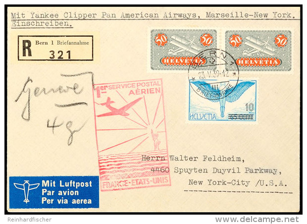 SCHWEIZ 1939, Erstflugbrief "Mit Yankee Clipper Pan American Airways" Mit Hübscher Frankatur MiNr. 184 Im... - Autres & Non Classés