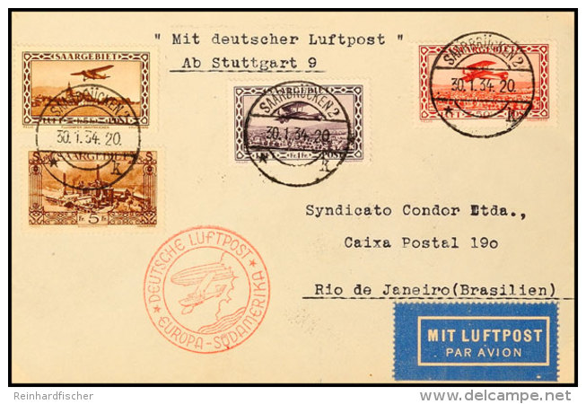 Südatlantik: 1934, Brief Von SAARBRÜCKEN 2 30.1.34 Mit Guter Frankatur (u.a. 5 Fr. Flugpost) Via... - Sonstige & Ohne Zuordnung