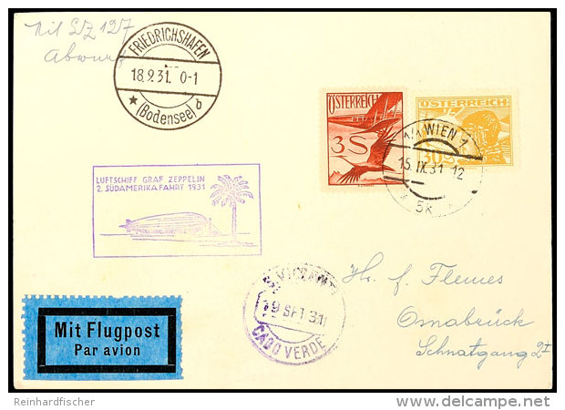 Österreich: 1931, 2. Südamerikafahrt Mit Abwurf Kap Verde, Karte Mit U. A. 3 S. Flugpost Aus WIEN 15.I.X... - Autres & Non Classés
