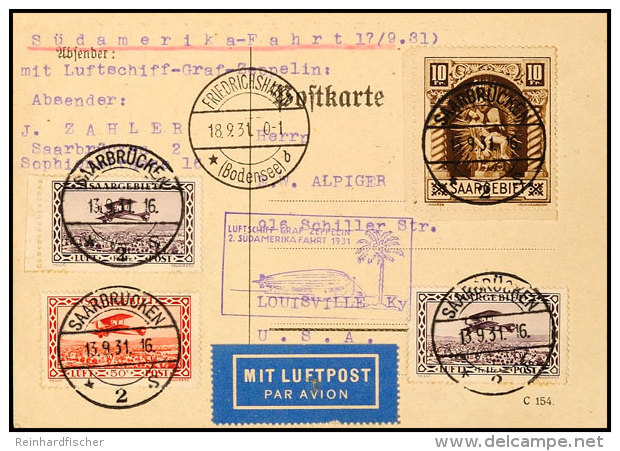 Saarland: 1931, 2. Südamerikafahrt Bis Recife, Karte U.a. 10 Fr. Madonna (Mi.-Nr. 103) Aus SAARBRÜCKEN 2... - Otros & Sin Clasificación