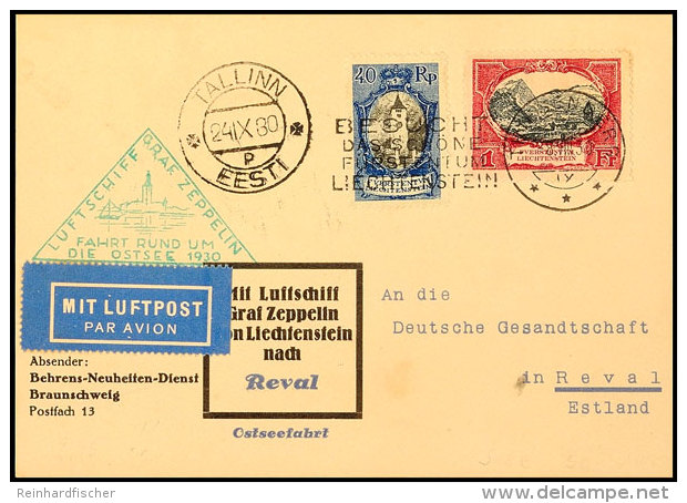 Liechtenstein: 1930, Ostseefahrt, Abwurf Tallinn, Vordruckkarte Aus TRIESENBERG 8.VIII Mit Guter Frankatur (u. A.... - Otros & Sin Clasificación