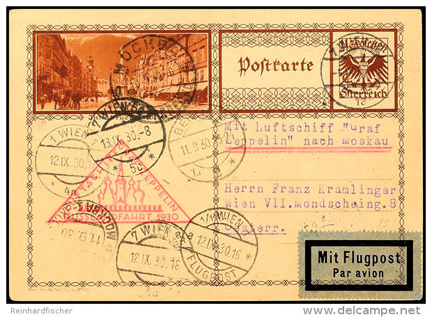 Österreich: 1930, Russlandfahrt, Bildpost-Ganzsachenkarte Mit Rückseitiger Zufrankatur Aus WIEN 4.IX.30... - Autres & Non Classés