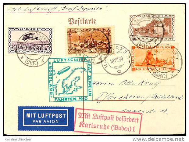 Saarland: 1930, Spitzbergen-Fahrt Mit Stempel Hammerfest, Ganzsachenkarte Mit Zufrankatur (u. A. 5 Fr. Freimarke)... - Otros & Sin Clasificación