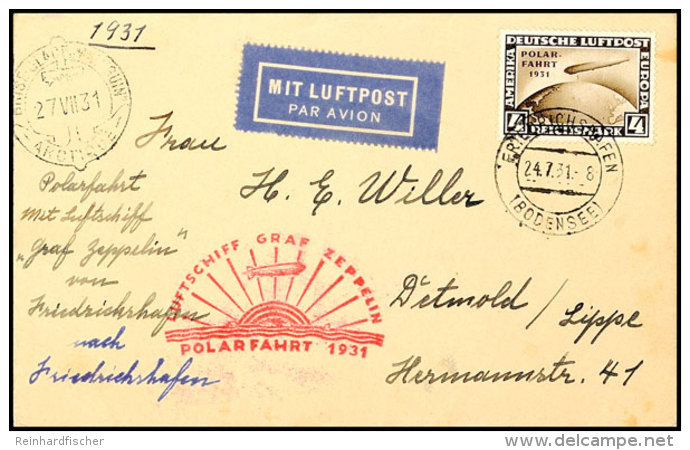 1931, Polarfahrt, Auflieferung Friedrichshafen Bis Malygin, Brief Mit 4 M. Sondermarke, Adressiert Nach... - Autres & Non Classés
