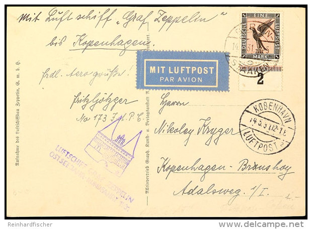 1931, Ostseejahr-Rundfahrt, Abwurf Kobenhagen Mit Auflieferung Berlin, Fotokarte Mit 1 M. Adler Nach Kopenhagen,... - Autres & Non Classés