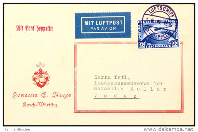 1930, Fahrt Nach Vaduz, Vordruckbrief Mit 2 RM Südamerikafahrt Und Bordpoststempel Vom 19.8. Nach Vaduz Mit... - Autres & Non Classés