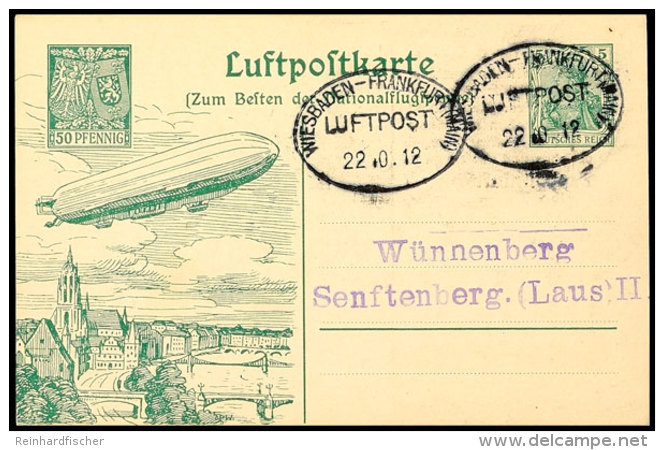 Sonderflugpost Wiesbaden-Frankfurt, Sonderganzsachen 50 Pf Und 1 M Mit LP- Stempel Vom 18. Bzw. 22.10.12 (Mi. 440),... - Otros & Sin Clasificación