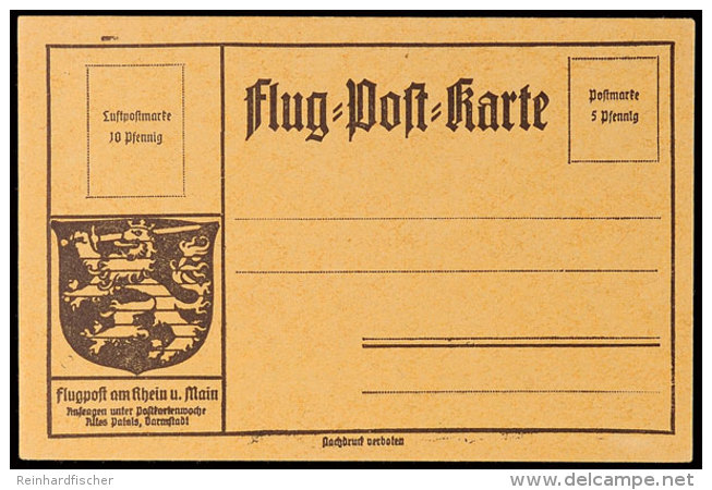 1912, Graubraune Rhein/Main-Flugpostkarte, Druckvariante: Diagonal Durchbalktes "ft" Im Wort "Luftpostkarte" Auf... - Otros & Sin Clasificación