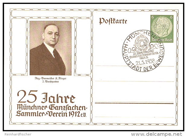 1938, 6 Pfg Privat-GS-Postkarte, 25 Jahre Münchner Ganzsachen-Sammler-Verein, Blanko Mit Entspr. SST, Gute... - Autres & Non Classés