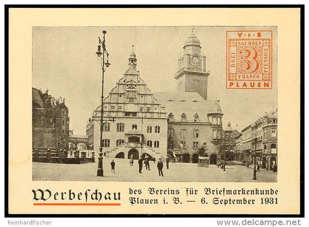 3 Pfg Hindenburg, Privat-GS-Postkarte "Werbeschau Des Vereins Für Briefmarkenkunde Plauen I.V. - 6. September... - Autres & Non Classés