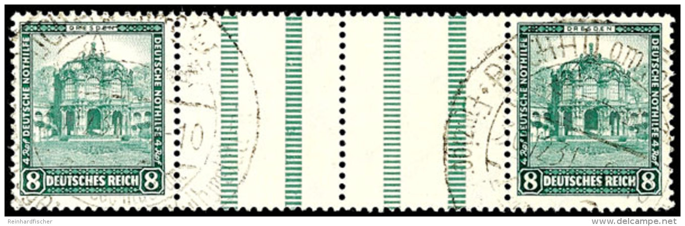 Nothilfe 1931, 8 + Z + Z + 8 Waagerechter Zusammendruck Tadellos Gestempelt, Fotobefund Hans-Dieter Schlegel BPP:... - Autres & Non Classés