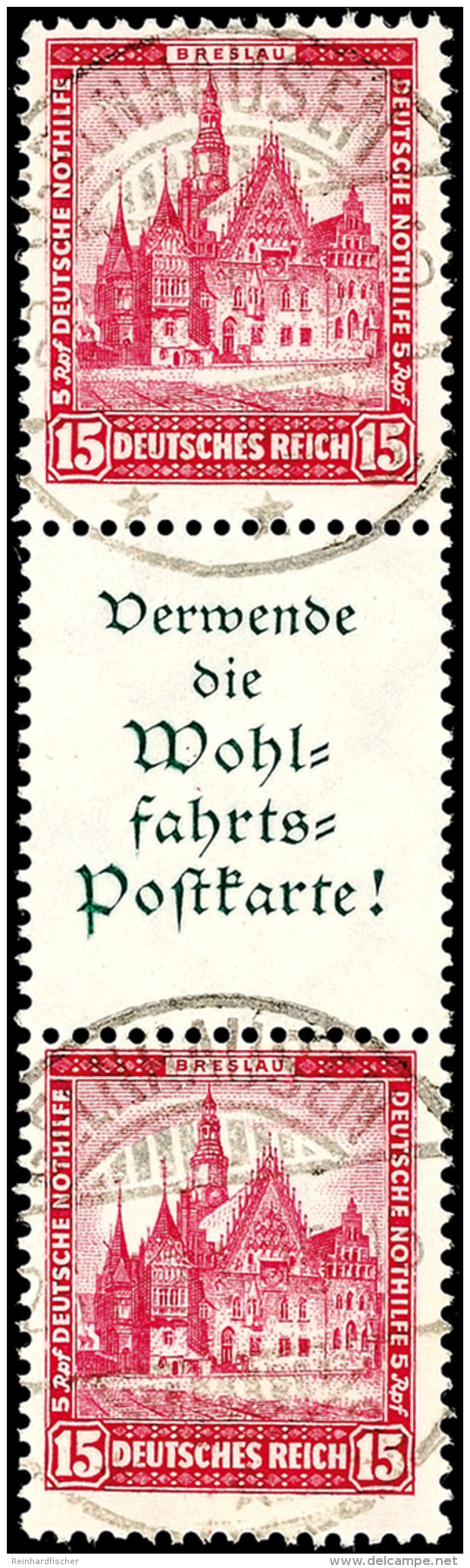 Nothilfe 1931: 15 Pf./Verwende .../15 Pf., Senkrechter Zusammendruck Tadellos Gestempelt, Ohne Die übliche... - Autres & Non Classés