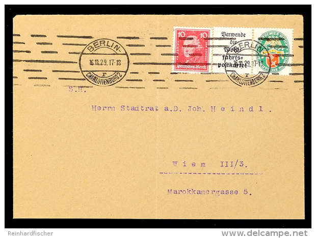 A1+5 Pf. Nothilfe 1929 Mit Zusatzfrankatur 10 Pf. Berühmte Deutsche Auf  Brief (gefaltet) Von BERLIN 16.11.29... - Autres & Non Classés
