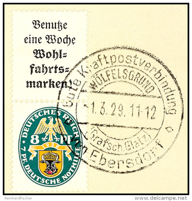 Nothilfe 1928, A2 + 8 Senkrechter Zusammendruck Tadellos Auf Briefstück, Fotoattest Dr. Oechsner BPP: "in... - Autres & Non Classés