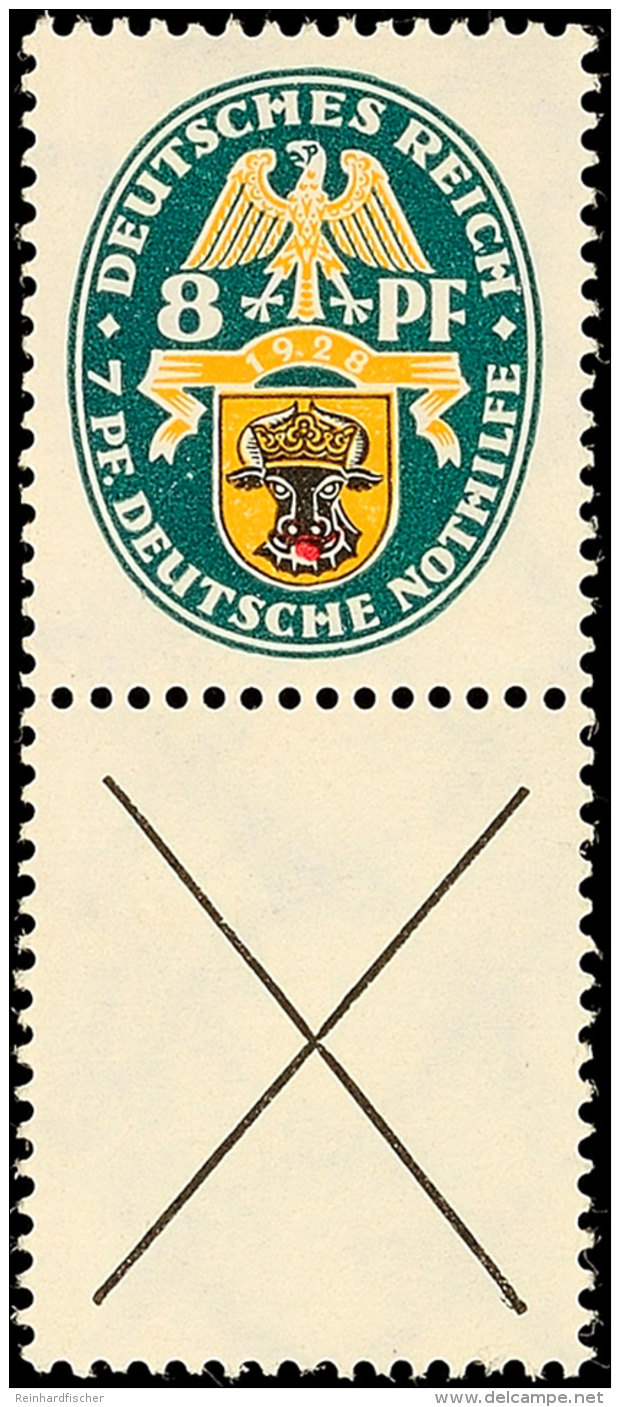 8 Pf.+X, Nothilfe 1928, Senkr. Zusammendruck, Ungebraucht (Erstfalz), Mi. 270.-, Katalog: S54 *8 Pf. X, Help In... - Autres & Non Classés