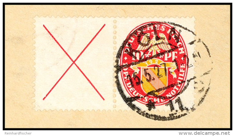 X+10 Pfg Nothilfe 1926 Auf Briefstück, KÖLN 15.5.27, Kurzbefund Dr.Oechsner BPP: "echt Und Einwandfrei",... - Otros & Sin Clasificación