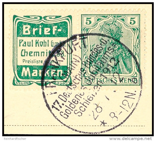 Reklame 10+5 Pfg Briefmarken Kohl, Briefstück, SStpl. FRANKFURT 17. Deutsches Bundes-u.Goldenes... - Autres & Non Classés