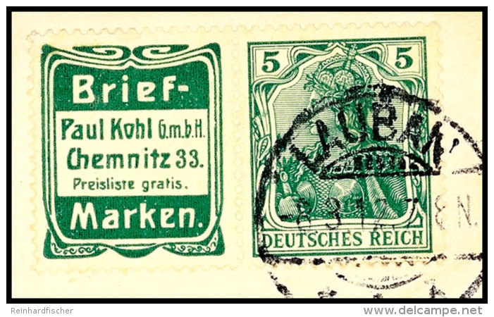 "Kohl-Briefmarken" + 5 Pf. Germania, Waager. Zusammendruck Auf Briefstück, Gest. "LAUBAN 8.3.12", Mi. 450.-,... - Otros & Sin Clasificación