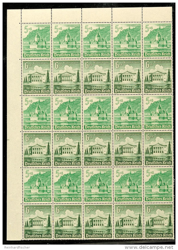 WHW 1940 Bauwerke, 5+6 Pf. 3 Heftchenblätter Als Bogenteil Postfrisch, 1mal Mit Passerstrich  (minimal... - Autres & Non Classés